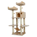 Meerveil Cat Scratching Tree, Light/Dark Grey/Beige Color, Middle Size, with Looking Platforms and Hammock