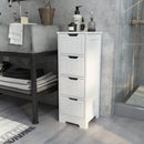 Meerveil Simple Bathroom Cabinet, White Color, Single Raw and 4 Drawers