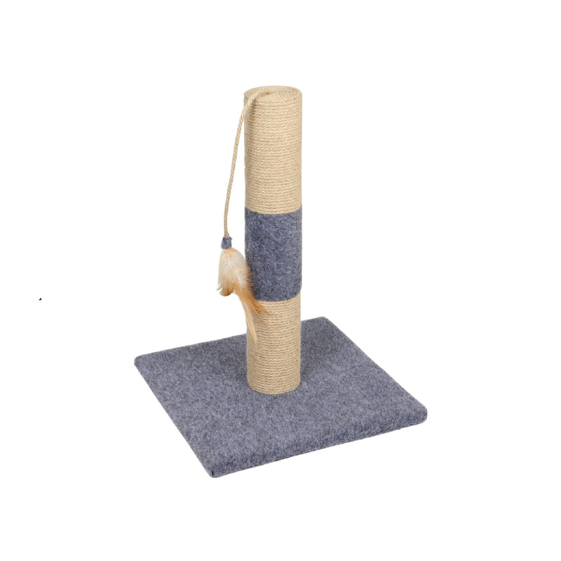 Meerveil Mini Cat Scratching Tree, Dark Grey Color, Has Cat Toy with Feathers