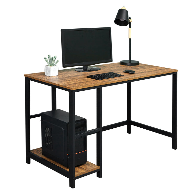 Meerveil Retro Industrial Computer Table for Home Office, with Open Storage Spaces