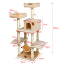 Meerveil Cat Scratching Tree, Light/Dark Grey/Beige Color, Middle Size, with Looking Platforms and Hammock