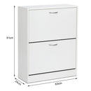 Meerveil Modern Shoe Rack, Natural Wood Grain/White Color, 2 Drawer Flaps