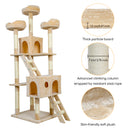 Meerveil Cat Scratching Tree, Light/ Dark Grey/Beige Color, Large Size, with Ladders and Looking Platforms