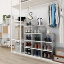 Meerveil PP Plastic Stackable Shoe Boxes, Transparent White, Set of 18L Size, Organizer with Door