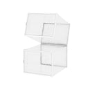 Meerveil PP Plastic Stackable Shoe Boxes, Transparent White, Set of 18L Size, Organizer with Door