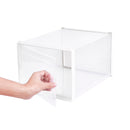 Meerveil PP Plastic Stackable Shoe Boxes, Transparent White, Set of 18L Size, Organizer with Door