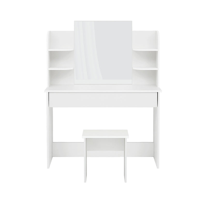 Meerveil Dressing Table Set, White Color, Large Storage Space, Providing Mirror, Drawer, Stool