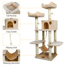 Meerveil Cat Scratching Tree, Light/Dark Grey/Beige Color, Middle Size, with Looking Platforms and Hammock