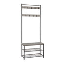 Meerveil Coat Rack, Antique / Warm Grey Wood Grain Color, Basic Type, with Shoe Storage Bench
