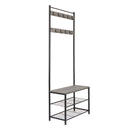 Meerveil Coat Rack, Antique / Warm Grey Wood Grain Color, Basic Type, with Shoe Storage Bench