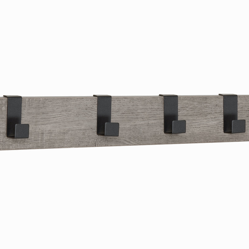 Meerveil Coat Rack, Antique /Warm Grey Wood Grain Color, with Shoe Storage Bench and Anti-tip Straps