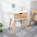 Meerveil Modern Storage Cabinet, White and Oak Color Matching, Single Drawer