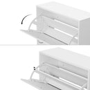 Meerveil Modern Shoe Rack, Natural Wood Grain/White Color, 2 Drawer Flaps