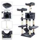 Meerveil Cat Scratching Tree, Light/Dark Grey/Beige Color, Middle Size, with Looking Platforms and Hammock