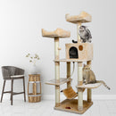 Meerveil Cat Scratching Tree, Light/Dark Grey/Beige Color, Middle Size, with Looking Platforms and Hammock