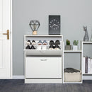 Meerveil Modern Shoe Rack, Natural Wood Grain/White Color, 2 Drawer Flaps