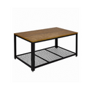 Meerveil Retro Industrial Coffee Table, Antique Warm Grey Wood Grain Color