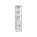 Meerveil Simple Bathroom Cabinet, White Color, The Upper Open Space, 2 Drawers