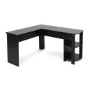 Meerveil Black L-shaped Computer Corner Desk, with 2 Storage Shelves