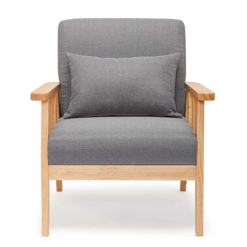 Meerveil Retro Armchair, Light/ Dark Grey Color, Oak Wood Frame