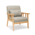 Meerveil Retro Armchair, Light/ Dark Grey Color, Oak Wood Frame