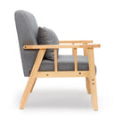 Meerveil Retro Armchair, Light/ Dark Grey Color, Oak Wood Frame