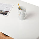 Meerveil Modern Style Coffee Table, White Color, with 2 Drawers, Solid Wood Legs