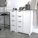 Meerveil Simple Bathroom Cabinet, White Color, Single Raw and 4 Drawers