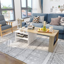 Meerveil Wood Modern Coffee Table, White and Oak Color, Extendable Adjustable Direction