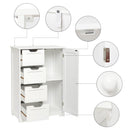 Meerveil Simple Bathroom Cabinet, White Color, Single Door and 4 Drawers