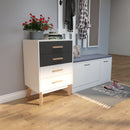 Meerveil Storage Cabinet, White and Grey, Nordic Style, 4 Chest of Drawers, with Solid Wood Legs