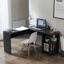Meerveil Black L-shaped Computer Corner Desk, with 2 Storage Shelves