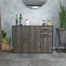 Meerveil Sideboard, Grey Color, Push-Open Design with 2 Drawers and 3 Doors