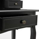 Meerveil Classic Dressing Table, Black/White Color, Providing a Large Mirror, Drawers and Printed Stool