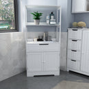 Meerveil Simple Bathroom Cabinet, White Color, The Upper Open Space, Single Drawer and Door