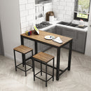 Meerveil Retro Industrial Bar Table Sets, Dark Wood Grain Color