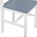 Meerveil Dining Table and Chairs Set, White&Blue/Natural Wood Color, Classic Style, Solid Pine Wood