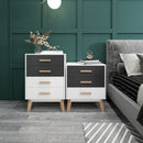 Meerveil Storage Cabinet, White and Grey, Nordic Style, 4 Chest of Drawers, with Solid Wood Legs