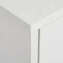 Meerveil Modern Minimalist Style Storage Cabinet, White + Oak Color, 4 Chest of Drawers without Handle, Solid Wood Legs