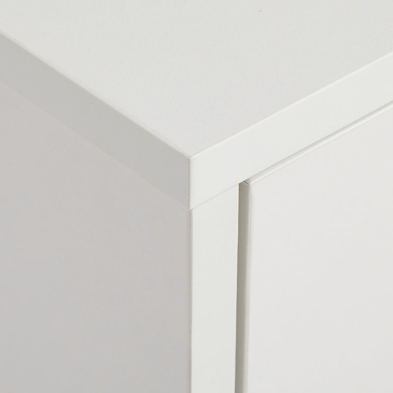 Meerveil Modern Minimalist Style Storage Cabinet, White + Oak Color, 4 Chest of Drawers without Handle, Solid Wood Legs