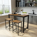 Meerveil Retro Industrial Bar Table Sets, Dark Wood Grain Color