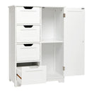 Meerveil Simple Bathroom Cabinet, White Color, Single Door and 4 Drawers
