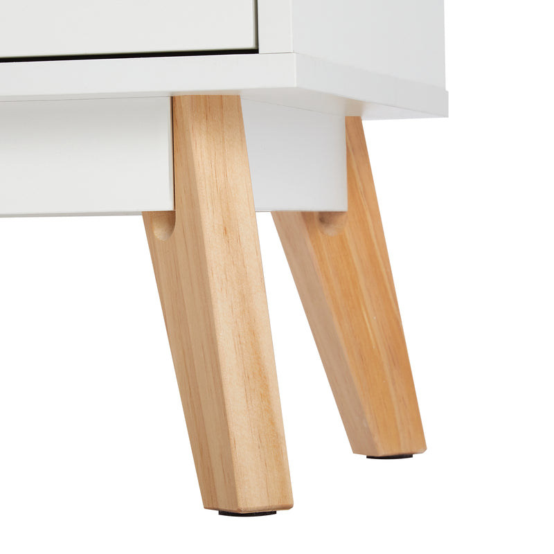 Meerveil Storage Cabinet, White and Grey, Nordic Style, 3 Chest of Drawers, with Solid Wood Legs