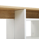 Meerveil Modern Style TV Cabinet, White & Wooden Color, Extendable Structure