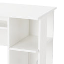 Meerveil Computer Desk, White Color, Workstation with Storage Compartment and Cable Management Hole