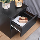 Meerveil Modern Bedside Cabinet, Black Color, 2 Drawers