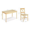 Meerveil Dining Table and Chairs Set, White&Blue/Natural Wood Color, Classic Style, Solid Pine Wood
