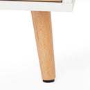 Meerveil Modern Style Coffee Table, White Color, with 2 Drawers, Solid Wood Legs