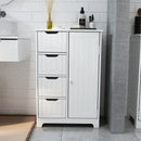 Meerveil Simple Bathroom Cabinet, White Color, Single Door and 4 Drawers