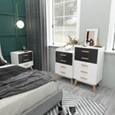 Meerveil Storage Cabinet, White and Grey, Nordic Style, 4 Chest of Drawers, with Solid Wood Legs